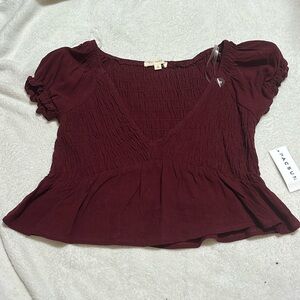 L.A Hearts/Pacsun Maroon Cropped Babydoll Top